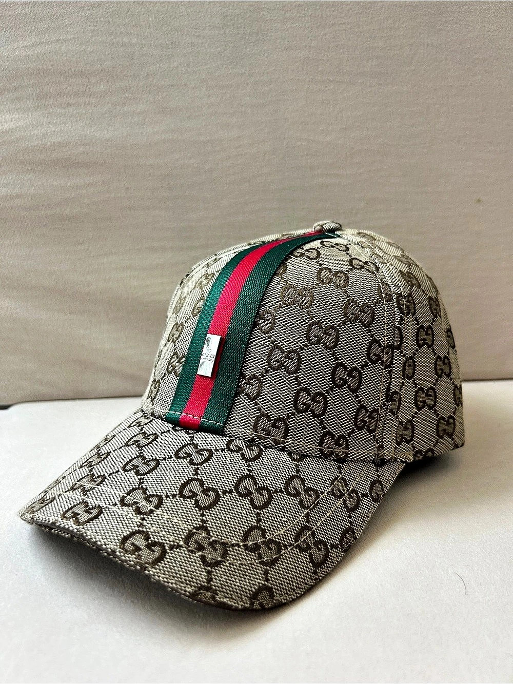Gucci Original GG Canvas Baseball Hat with Web Brown & Green